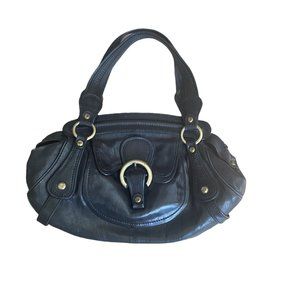 Francesco Biasia France Black Leather Satchel Double Handle Shoulder Bag Handbag